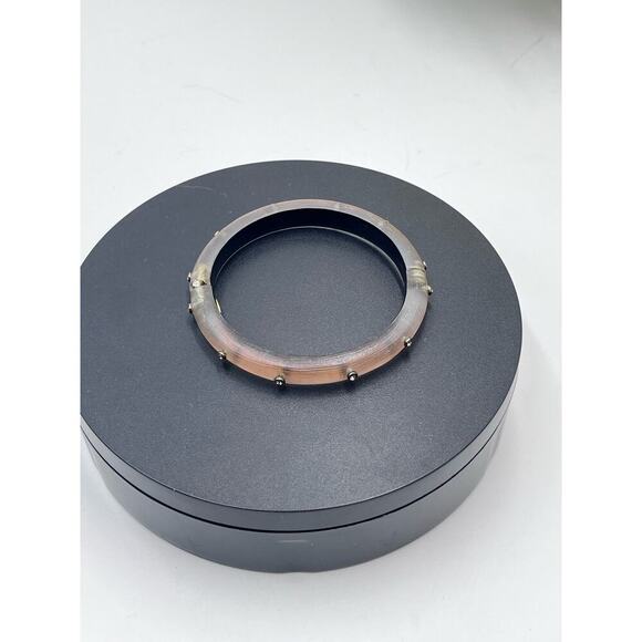 Alexis Bittar Neo Bohemian' Brown Gray Lucite & Crystal Hinge Cuff Bracelet - Picture 4 of 16